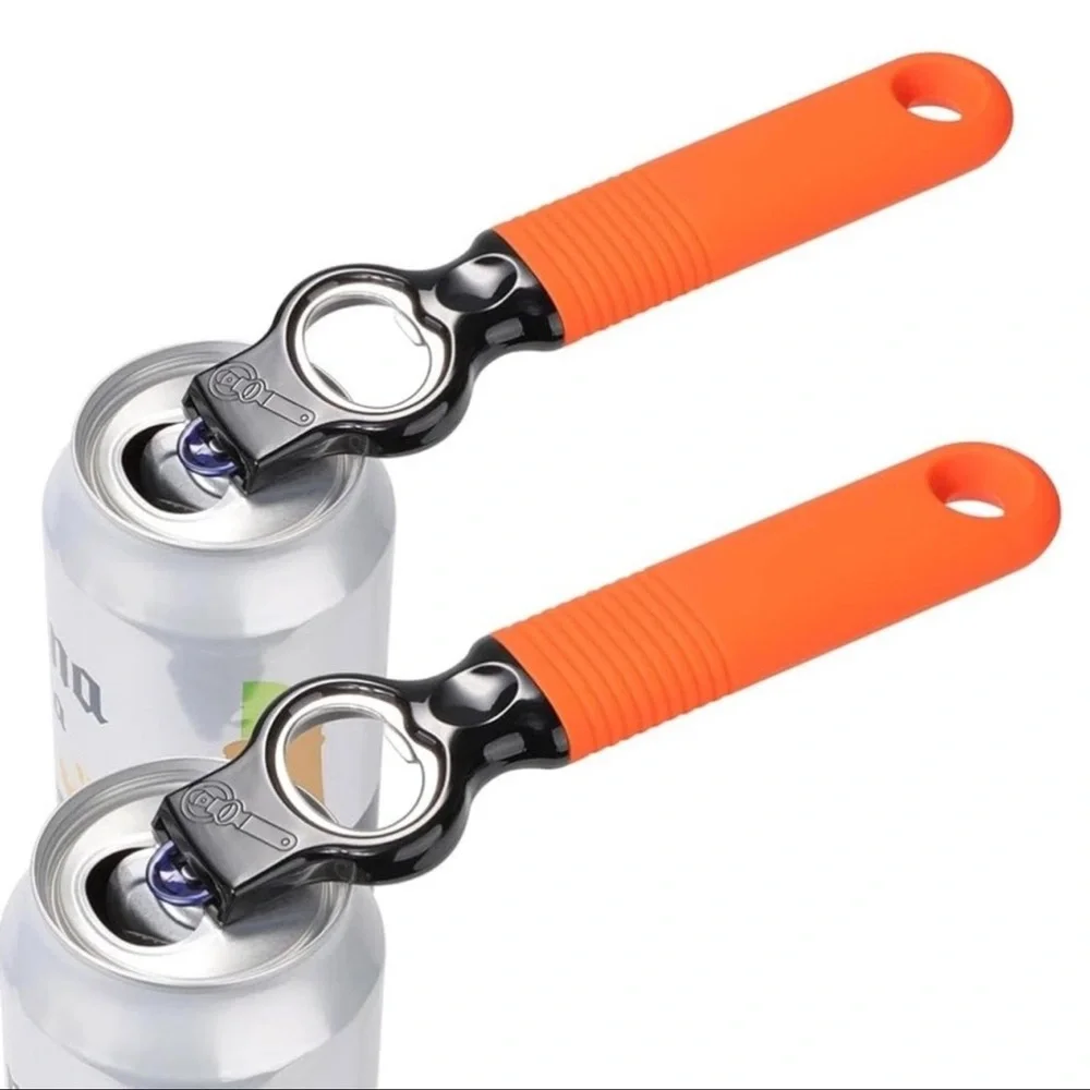 Soda Can Opener and Beer Bottle Opener Long Silicone Handle